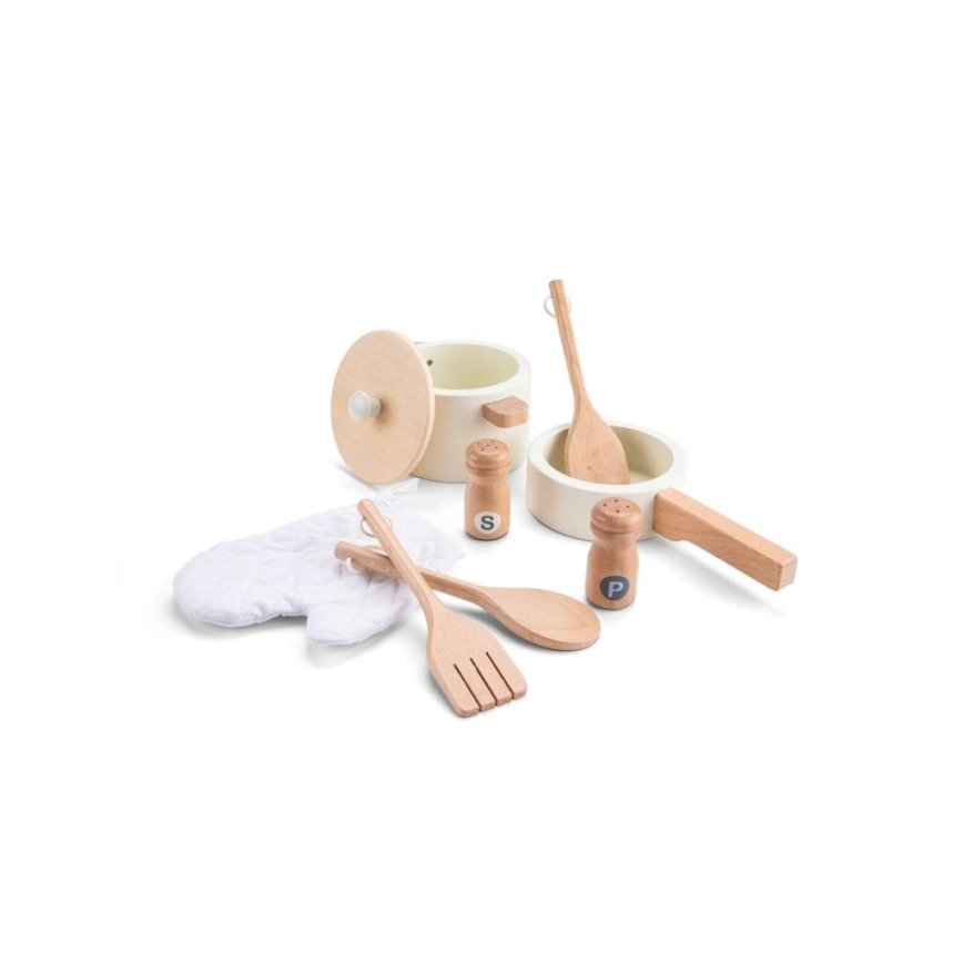 New Classic Toys - Koka virtuve ar piederumiem balta/rotanga