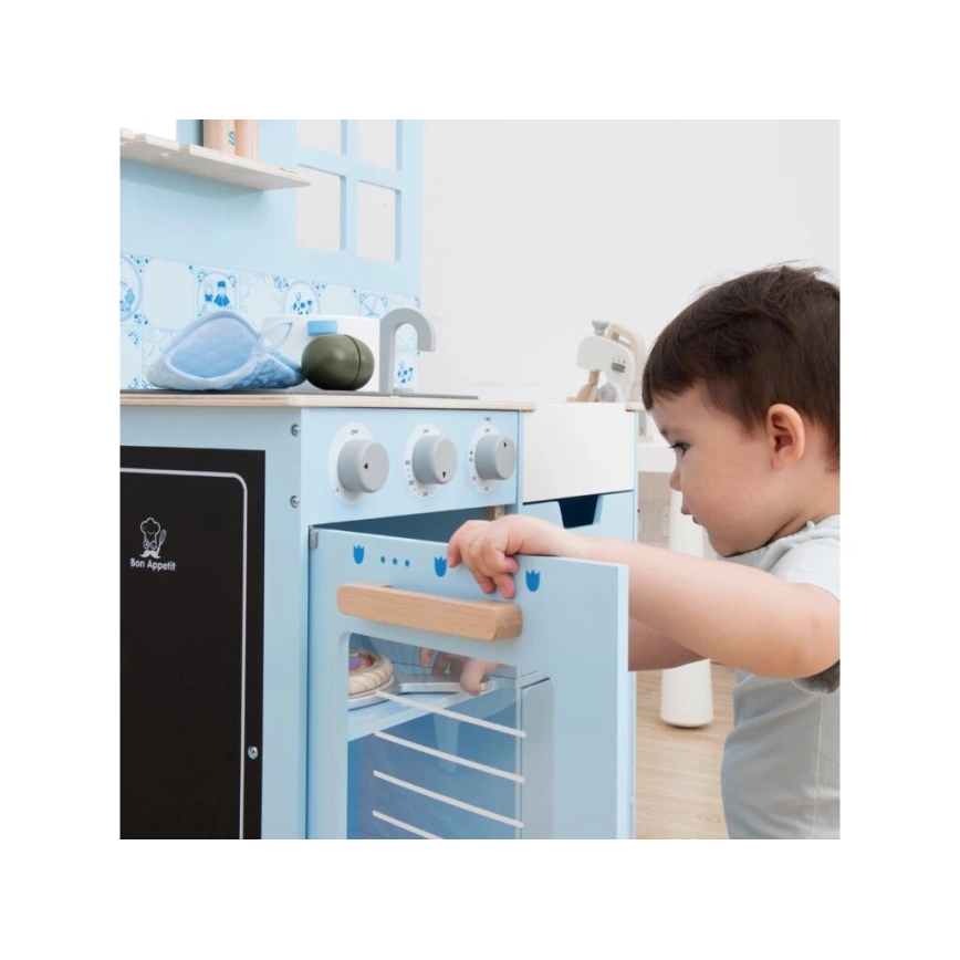 New Classic Toys - Koka virtuve ar piederumiem zila