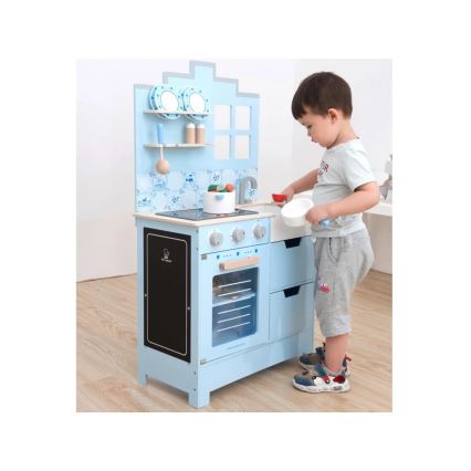 New Classic Toys - Koka virtuve ar piederumiem zila