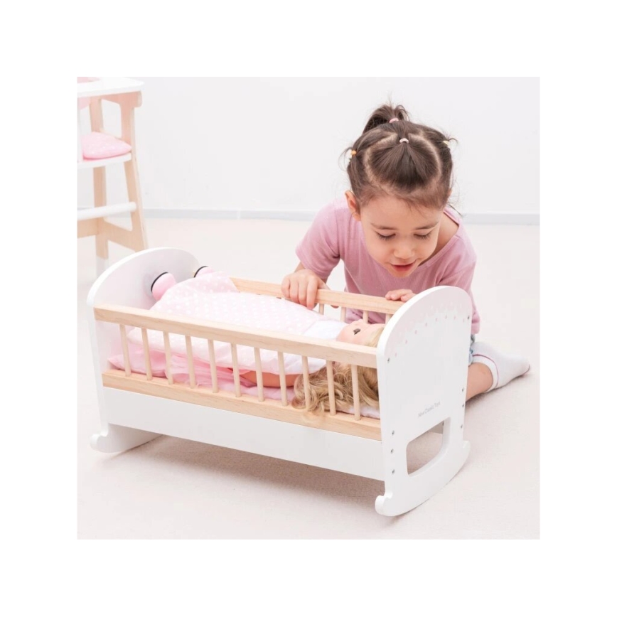 New Classic Toys - Leļļu koka gulta rozā