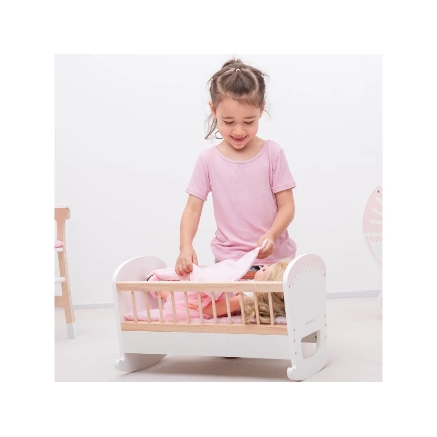 New Classic Toys - Leļļu koka gulta rozā