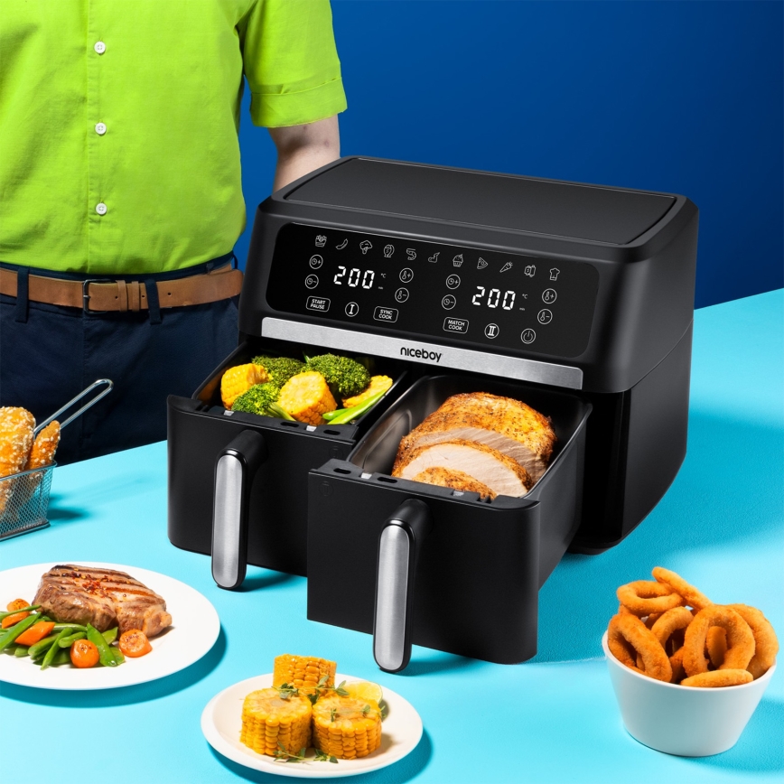 Niceboy AirFryer DUO - Duālais gaisa fritieris 9 l 2400W/230V