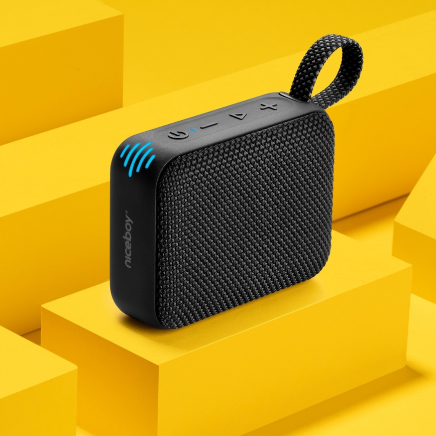 Niceboy Atom 4 - LED Bezvadu skaļrunis ar mikrofonu 6W/1000 mAh IP67 melna