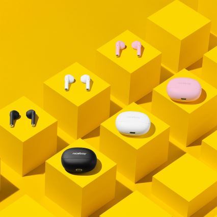 Niceboy Beans 4 - Bezvadu austiņas 300 mAh + 2x 35 mAh IPX4 rozā