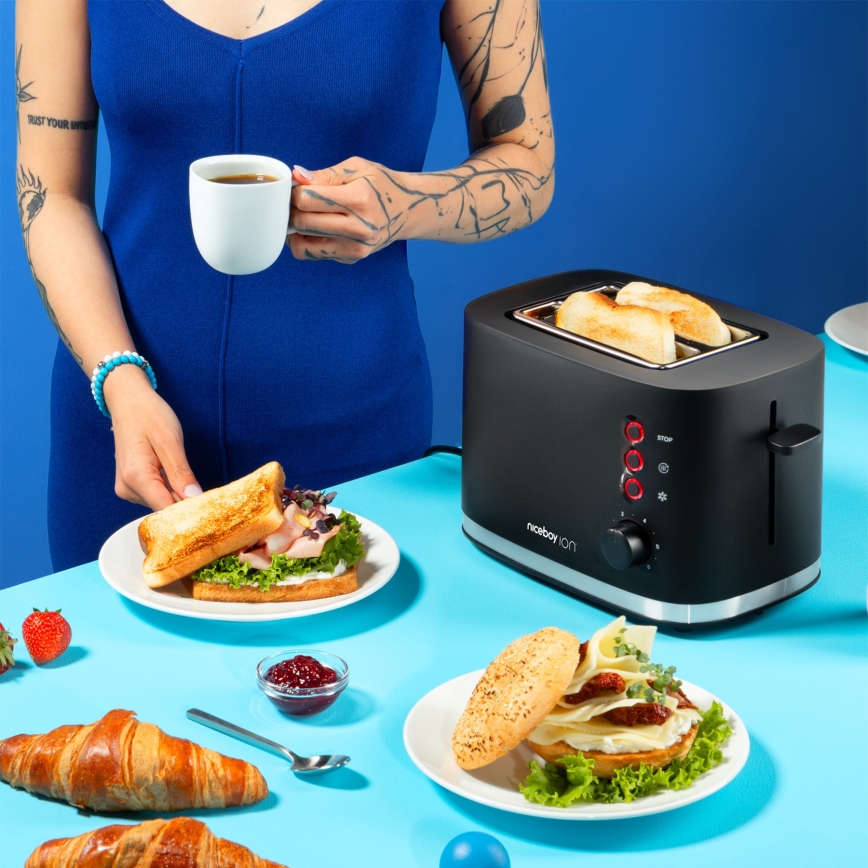 Niceboy ION Cruncher C3 - Tosteris ar divām atverēm un grauzdētavu 870W/230V melna