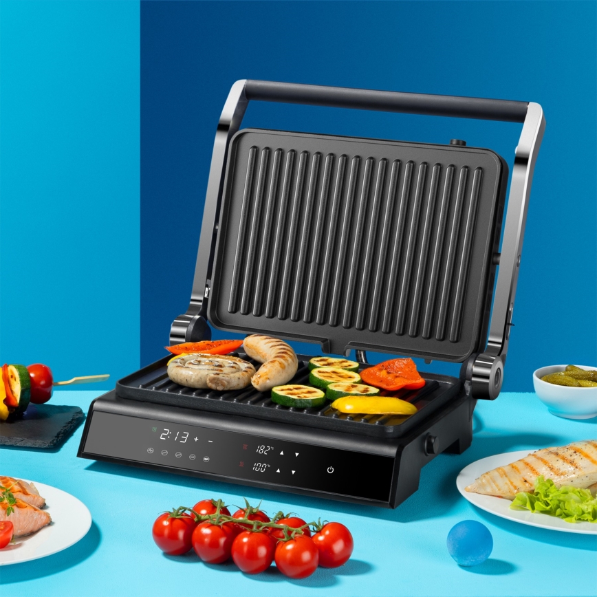 Niceboy ION Grillmaster - Kontaktgrils 2000W/230V melna/matēts hroms