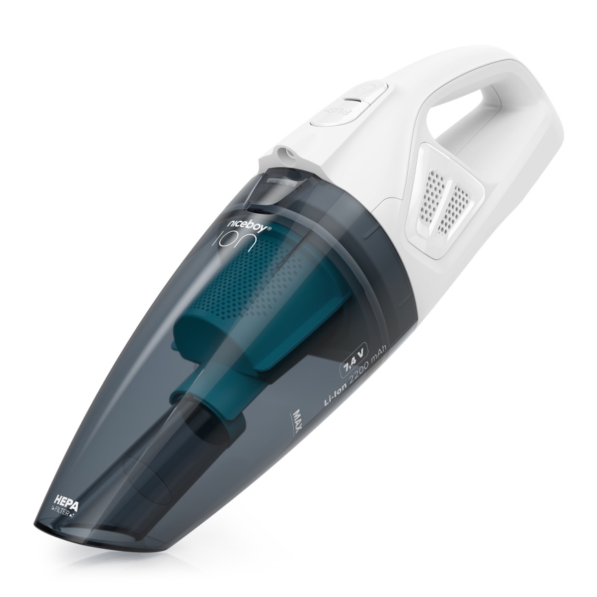 Niceboy ION Hurricane R1 - Uzlādējams rokas putekļu sūcējs 50W/2200 mAh balta/zila