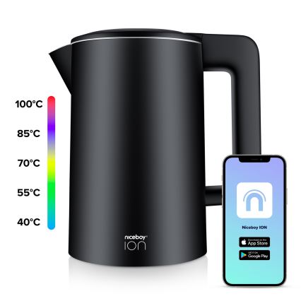 Niceboy ION SmartKettle - Viedā tējkanna ar termoregulāciju 1,7 l 2200W/230V Wi-Fi melna