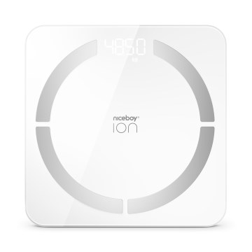 Niceboy ION SmartScale - Viedie digitālie personīgie svari 3xAAA balta