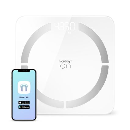 Niceboy ION SmartScale - Viedie digitālie personīgie svari 3xAAA balta
