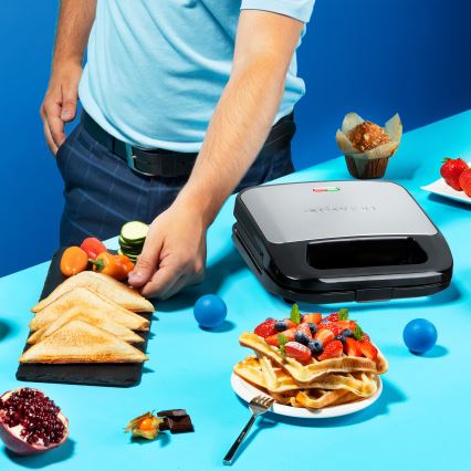 Niceboy ION Snacker S3 - Sviestmaižu pagatavošanas ierīce 3in1 750W/230V nerūsējošs tērauds/melna