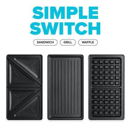 Niceboy ION Snacker S3 - Sviestmaižu pagatavošanas ierīce 3in1 750W/230V nerūsējošs tērauds/melna