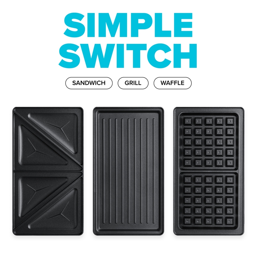 Niceboy ION Snacker S3 - Sviestmaižu pagatavošanas ierīce 3in1 750W/230V nerūsējošs tērauds/melna