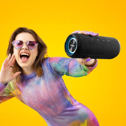 Niceboy Nexus - LED Bezvadu skaļrunis ar mikrofonu 26W/4000 mAh IPX6 melna