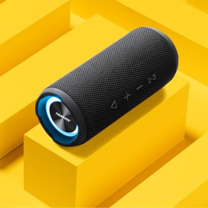 Niceboy Nexus - LED Bezvadu skaļrunis ar mikrofonu 26W/4000 mAh IPX6 melna