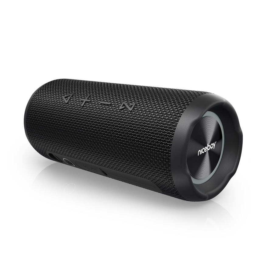 Niceboy Nexus - LED Bezvadu skaļrunis ar mikrofonu 26W/4000 mAh IPX6 melna
