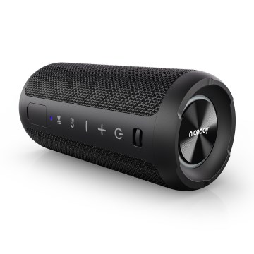 Niceboy Orion - Bezvadu LED skaļrunis ar mikrofonu 24W/2200 mAh IPX7 melns