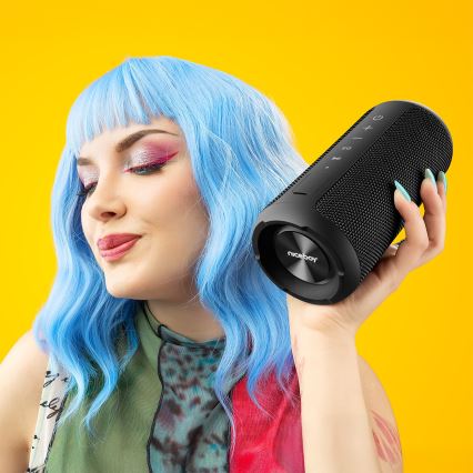 Niceboy Orion - LED Bezvadu skaļrunis ar mikrofonu 24W/2200 mAh IPX7 melna