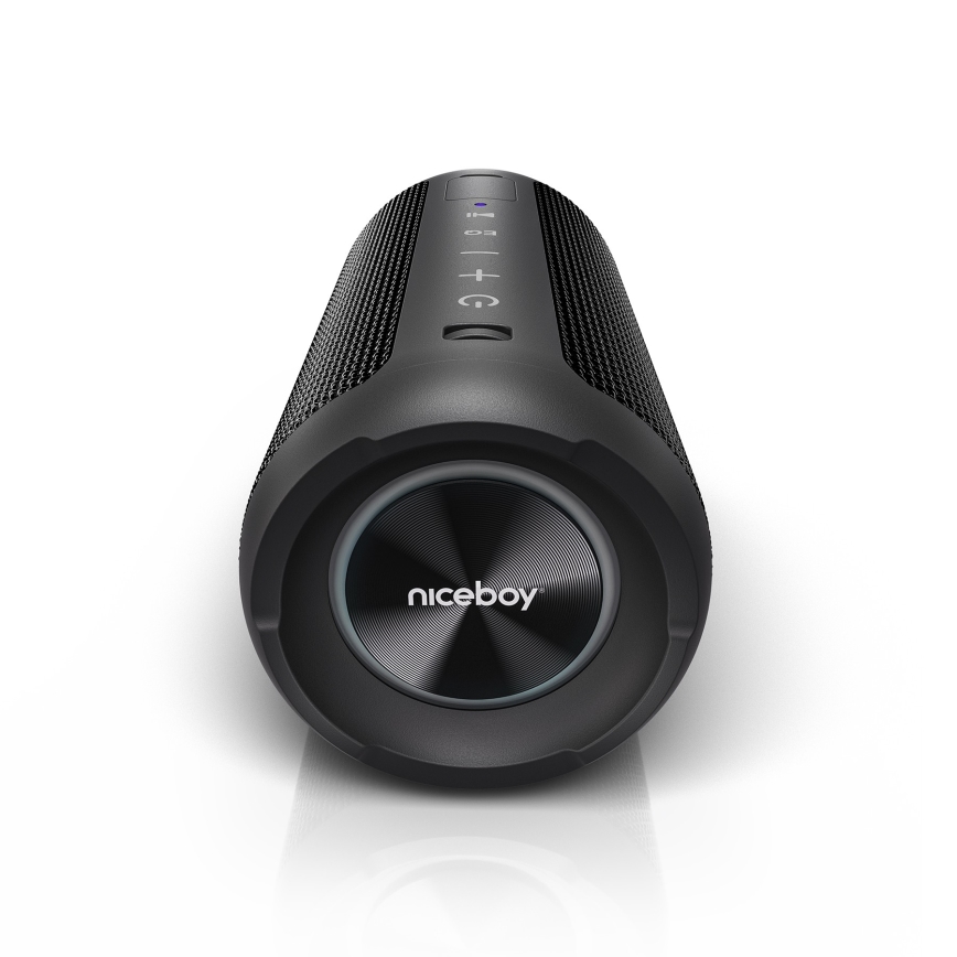 Niceboy Orion - LED Bezvadu skaļrunis ar mikrofonu 24W/2200 mAh IPX7 melna