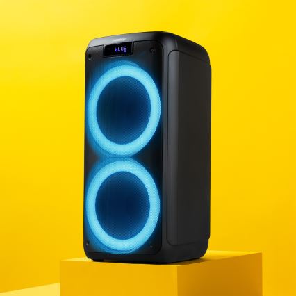 Niceboy PARTY Boss 2 - LED Bezvadu skaļrunis ar mikrofonu un lādētājakumulators funkcija 200W/4500 mAh + tālvadības pults