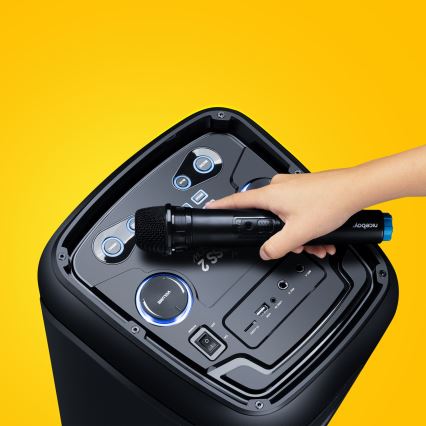 Niceboy PARTY Boss 2 - LED Bezvadu skaļrunis ar mikrofonu un lādētājakumulators funkcija 200W/4500 mAh + tālvadības pults