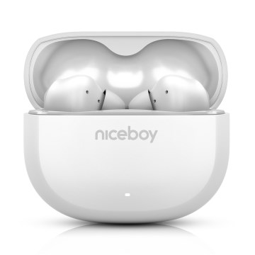Niceboy Pins 4 - Bezvadu austiņas ar ANC 400 mAh + 2x 50 mAh IPX4 balta