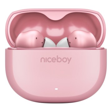 Niceboy Pins 4 - Bezvadu austiņas ar ANC, 400 mAh + 2x 50 mAh, IPX4, rozā