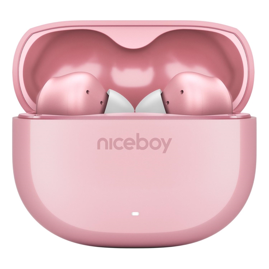 Niceboy Pins 4 - Bezvadu austiņas ar ANC, 400 mAh + 2x 50 mAh, IPX4, rozā
