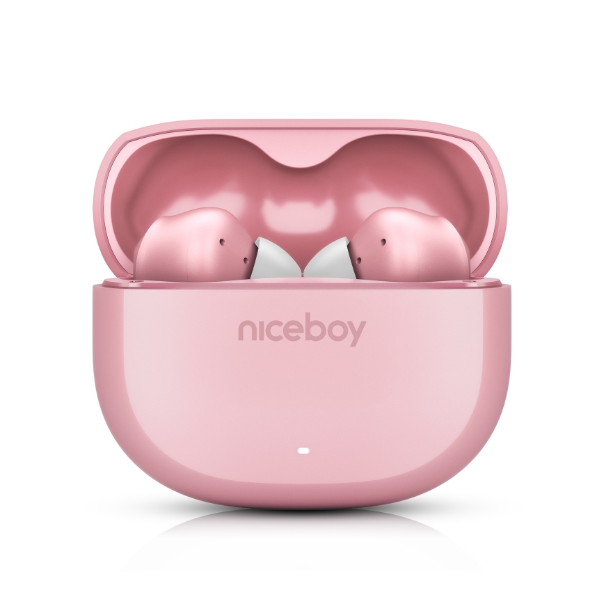 Niceboy Pins 4 - Bezvadu austiņas ar ANC, 400 mAh + 2x 50 mAh, IPX4, rozā
