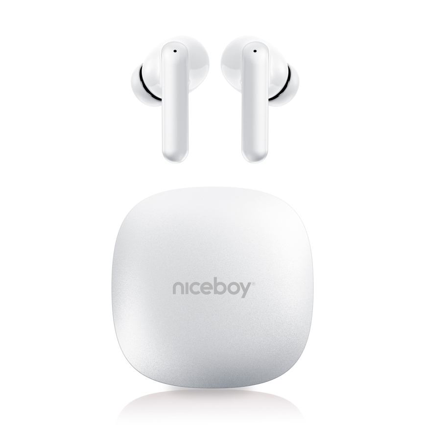 Niceboy Pins 4 PRO - Bezvadu austiņas ar ANC 380 mAh + 2x 35 mAh IP54 balta