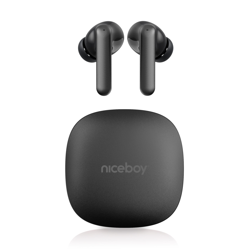 Niceboy Pins 4 PRO - Bezvadu austiņas ar ANC 380 mAh + 2x 35 mAh IP54 melna