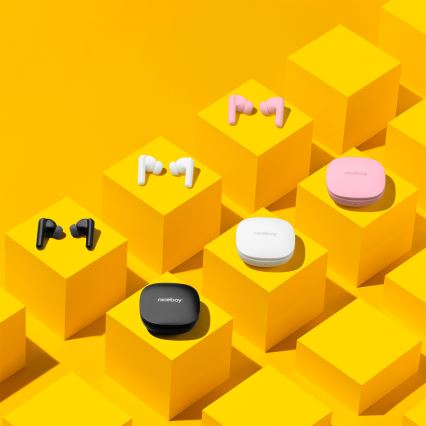 Niceboy Pins 4 PRO - Bezvadu austiņas ar ANC 380 mAh + 2x 35 mAh IP54 rozā