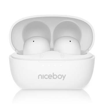 Niceboy Podsie 4 POP - Bezvadu austiņas 400 mAh + 2x 40 mAh IPX4 balta