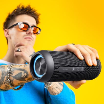 Niceboy Polaris - LED Bezvadu skaļrunis ar mikrofonu 30W/4000 mAh IPX7 melna