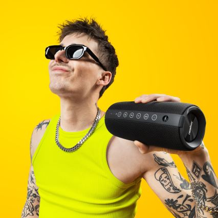 Niceboy Titan 4 - LED Bezvadu skaļrunis ar mikrofonu un lādētājakumulators funkcija 50W/4000 mAh IPX7 melna