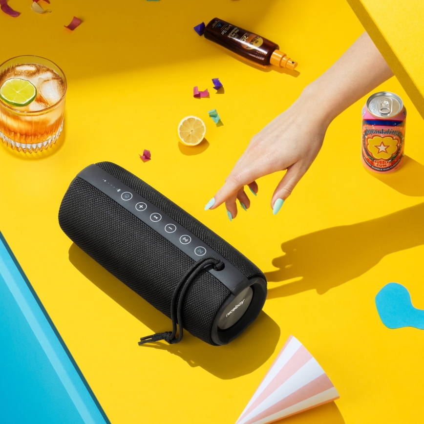 Niceboy Titan 4 - LED Bezvadu skaļrunis ar mikrofonu un lādētājakumulators funkcija 50W/4000 mAh IPX7 melna