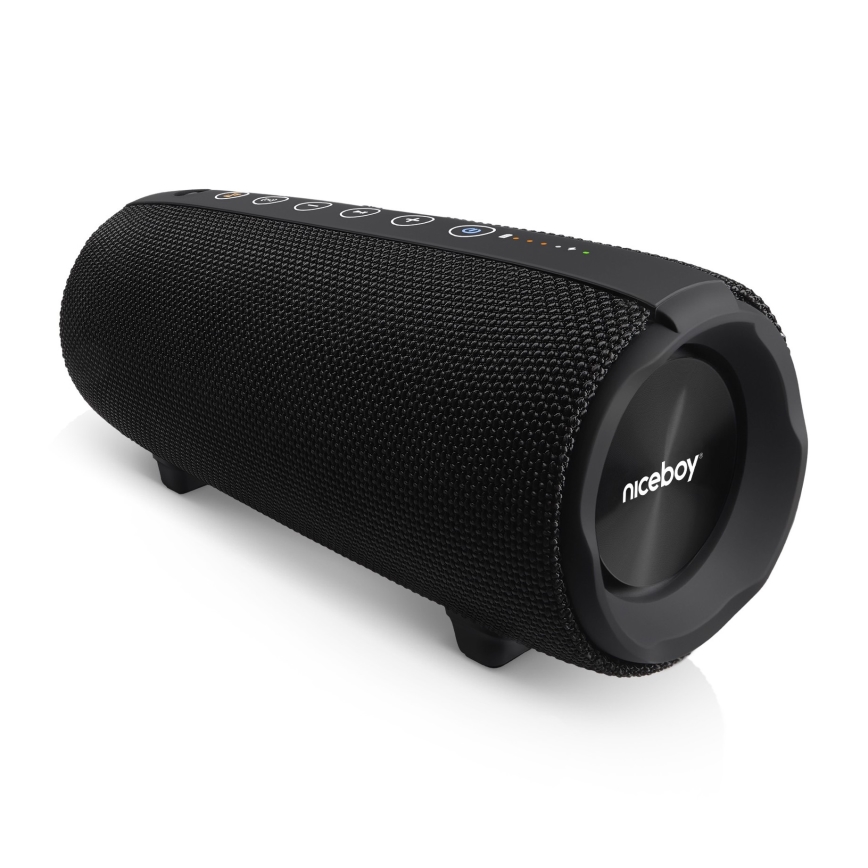Niceboy Titan 4 - LED Bezvadu skaļrunis ar mikrofonu un lādētājakumulators funkcija 50W/4000 mAh IPX7 melna