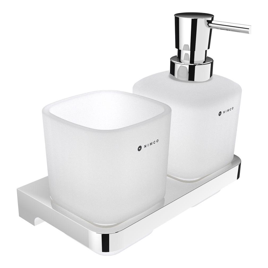 NIMCO MA 2905831C-26 - Sienas ziepju dozators un zobu birstes turētājs MAYA 320 mm matēts stikls/spīdīgi hromēts