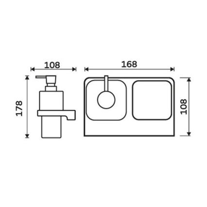 NIMCO MA 2905831H-26 - Sienas ziepju dozators un zobu birstes turētājs MAYA 290 mm matēts stikls/spīdīgi hromēts