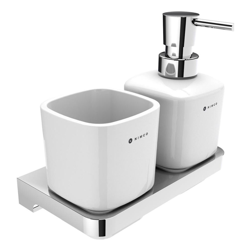 NIMCO MA 2905831K-T-26 - Sienas ziepju dozators un zobu birstes turētājs MAYA 320 mm balta/spīdīgi hromēts