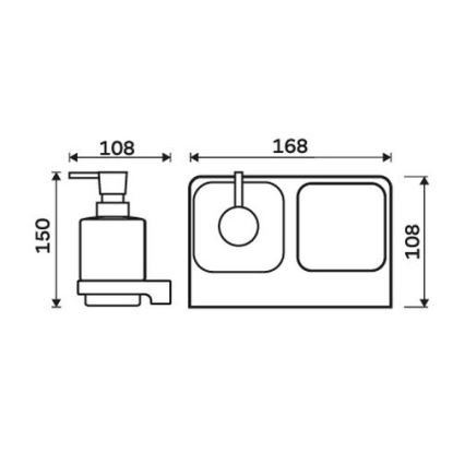 NIMCO MAC 2905831C-T-90 - Sienas ziepju dozators un zobu birstes turētājs MAYA 320 mm matēts stikls/matēts melna