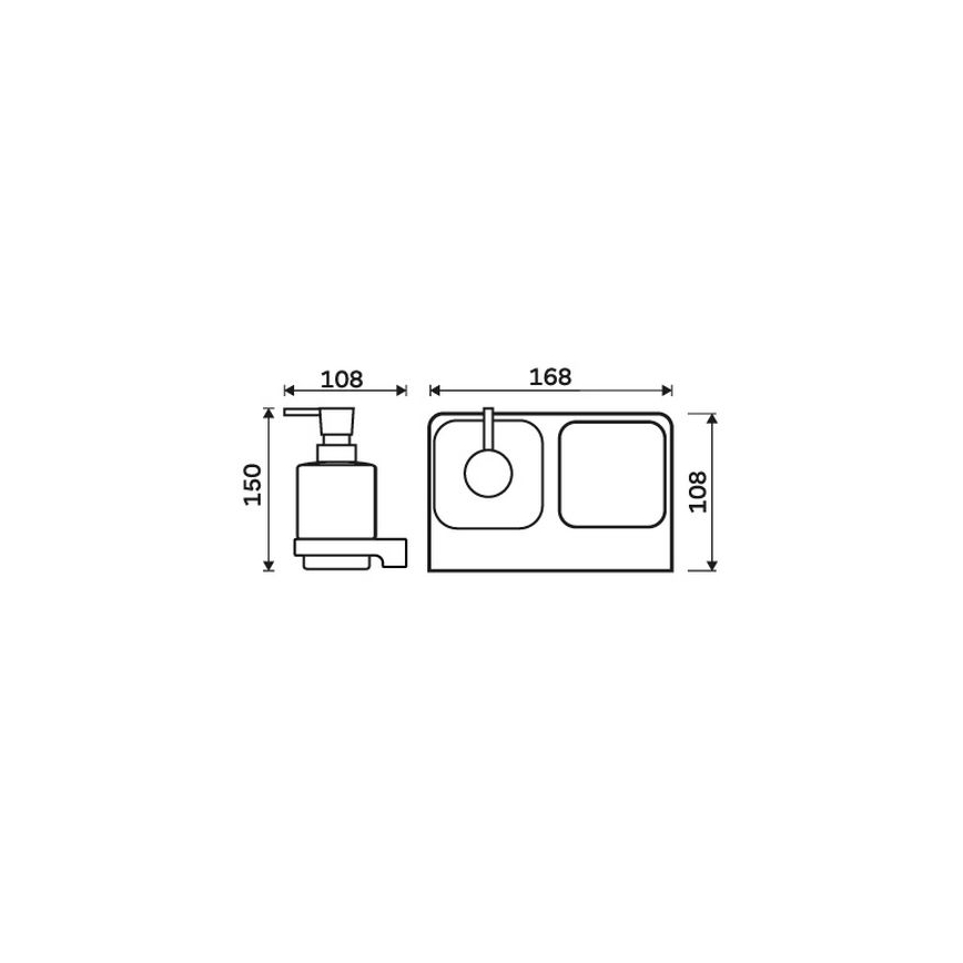 NIMCO MAC 2905831C-T-90 - Sienas ziepju dozators un zobu birstes turētājs MAYA 320 mm matēts stikls/matēts melna