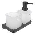 NIMCO MAC 2905831C-T-90 - Sienas ziepju dozators un zobu birstes turētājs MAYA 320 mm matēts stikls/matēts melna