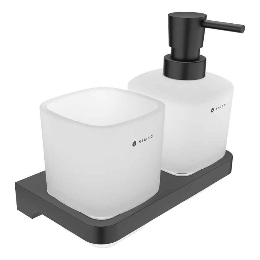 NIMCO MAC 2905831C-T-90 - Sienas ziepju dozators un zobu birstes turētājs MAYA 320 mm matēts stikls/matēts melna