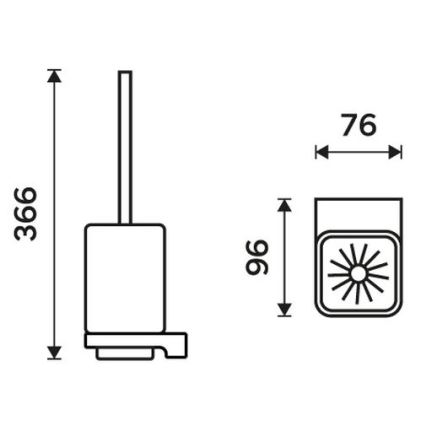 NIMCO MAC 29094CN-90 - Pie sienas stiprināma tualetes birste MAYA matēts stikls/matēts melna