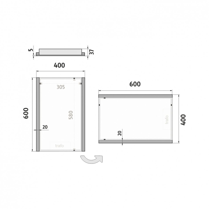 NIMCO ZP 11000 - LED vannas istabas spogulis ar aizmugurējo apgaismojumu LED/18W/230V 6500K 60x40 cm IP44