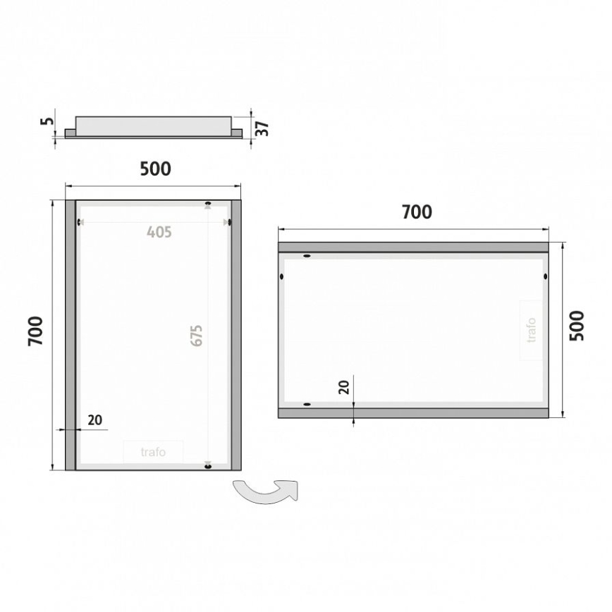 NIMCO ZP 11001 - LED Vannas istabas spogulis ar fona gaismu LED/21W/230V 6500K 70x50 cm IP44