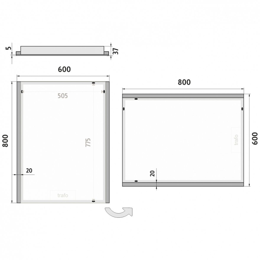 NIMCO ZP 11002 - LED Vannas istabas spogulis ar fona gaismu LED/24W/230V 6500K 80x60 cm IP44