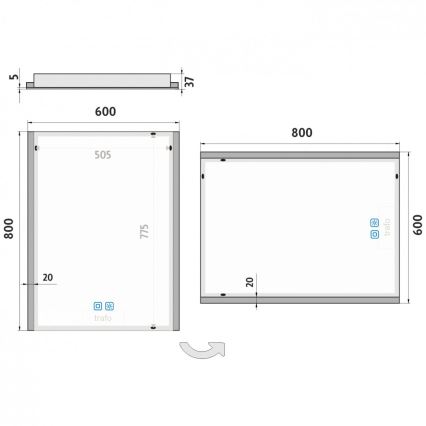 NIMCO ZP 11002VX - LED Aptumšojams vannas istabas spogulis ar fona apgaismojumu LED/24W/230V 3000-6500K 80x60 cm IP44