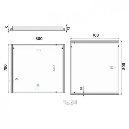 NIMCO ZP 11003V - LED Aptumšojams vannas istabas spogulis ar fona apgaismojumu LED/21W/230V 3000-6500K 70x80 cm IP44